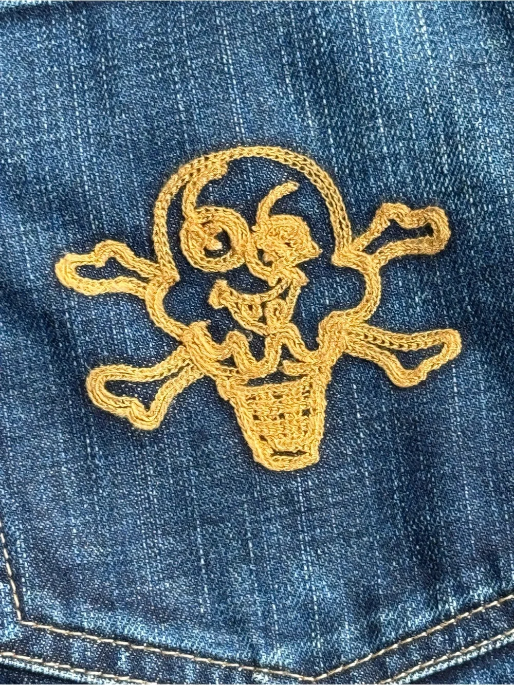 RARE Billabong Boys Club Ice Cream embroidered distressed Jeans skull medium